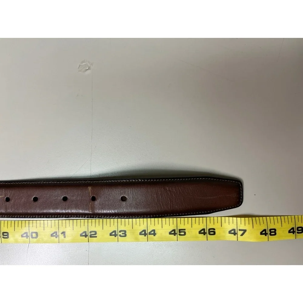 Perry Ellis Portfolio Mens Brown Leather Dress Belt 38 Full Grain Cowhide 1P3205
